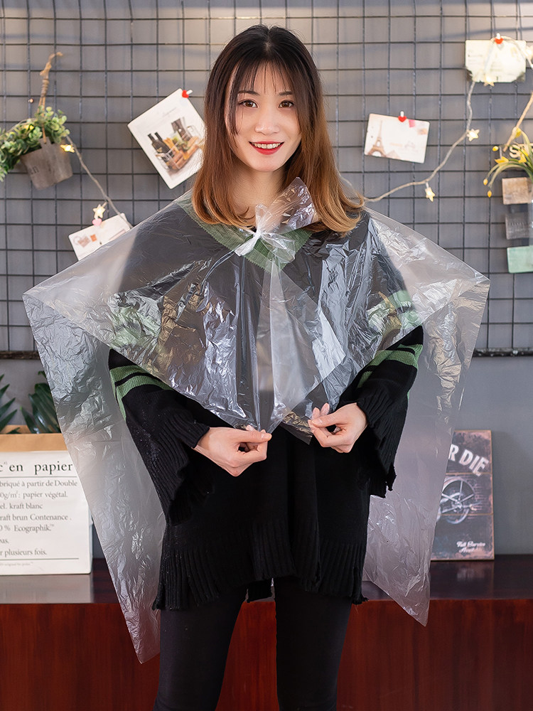 一次性披肩理发围脖塑料防水加大厚免洗烫发染发焗油围布发廊专用