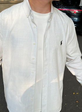 FFMR 「老钱风雅痞衬衫」2025秋冬cleanfit小马标刺绣长袖衬衣男