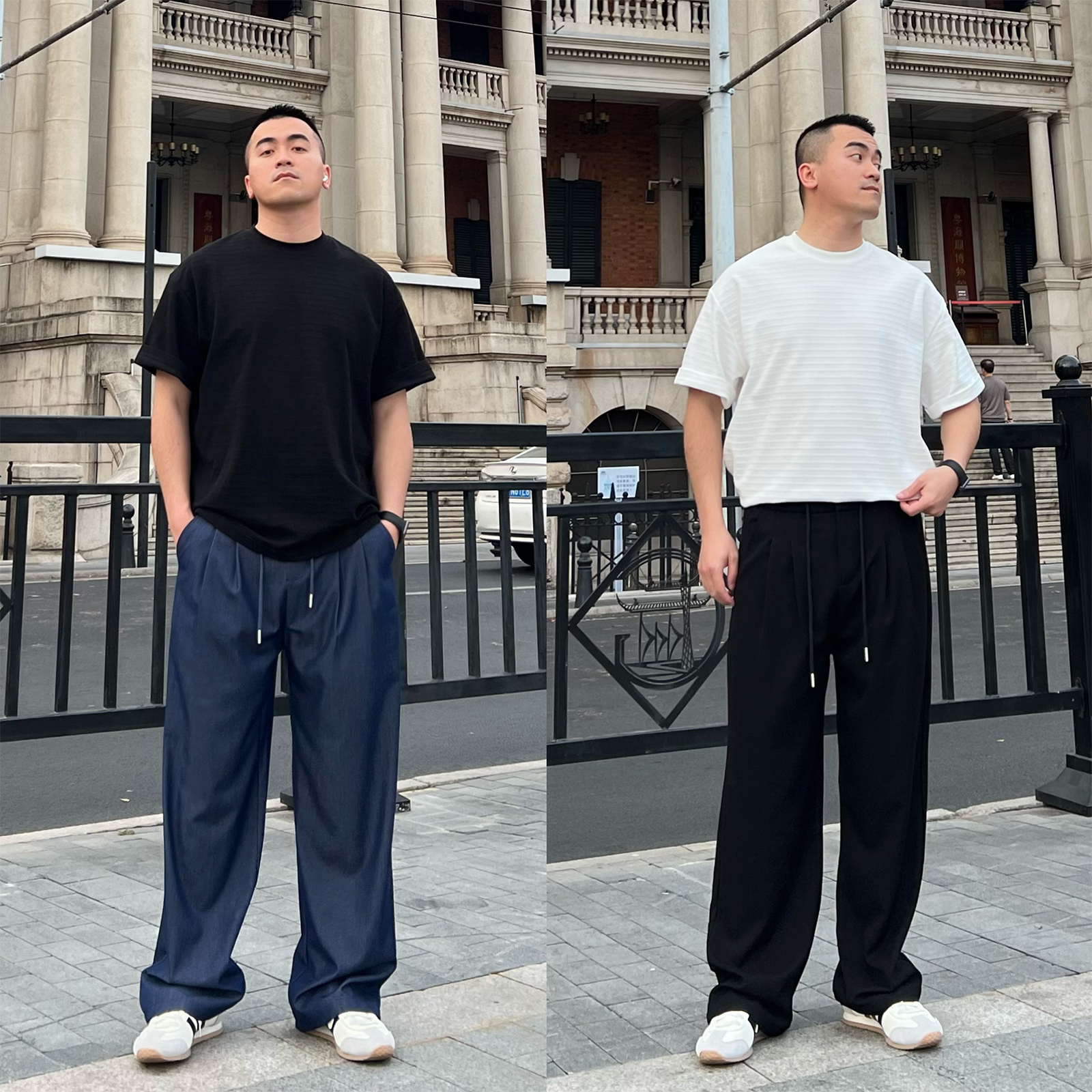 FFMR垂感天丝仿牛仔裤2025夏季冰丝裤宽松缎感阔腿直筒休闲长裤男