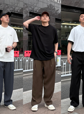 FFMR 夏季垂感免烫冰丝裤男薄款咖色裤子男款夏宽松休闲西裤长裤