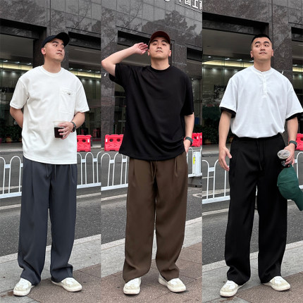 FFMR 夏季垂感免烫冰丝裤男薄款咖色裤子男款夏宽松休闲西裤长裤