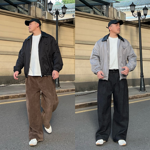 FFMR【绒感亚麻老钱风休闲裤】2025冬季加厚垂感咖色阔腿裤子男款