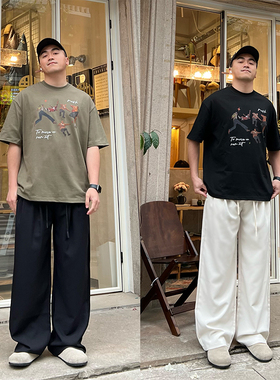 FFMR垂感抗皱休闲西裤男士2025夏季宽松坠感薄款长裤白色裤子男款