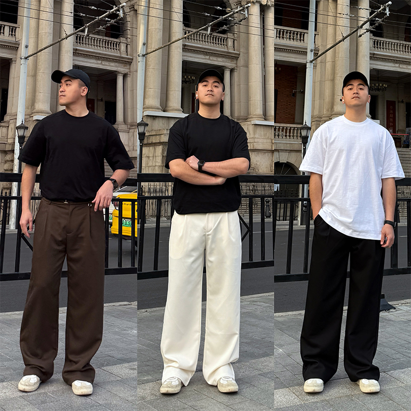 FFMR 2025春夏垂感直筒西裤宽松肌理感复古抗皱百搭休闲长裤男