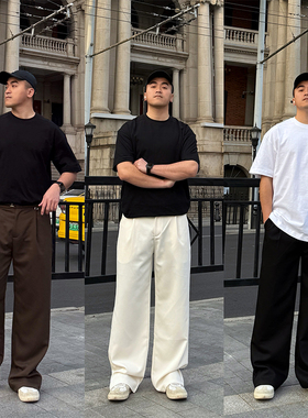 FFMR 2025春夏垂感直筒西裤宽松肌理感复古抗皱百搭休闲长裤男