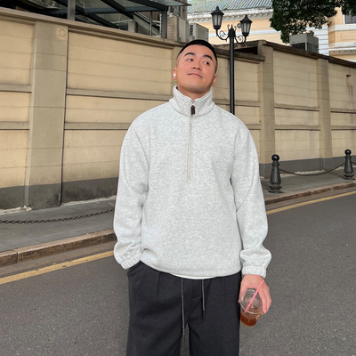 FFMR【加绒半拉链羊毛卫衣】2025秋冬美式立领重磅加厚长袖上衣男