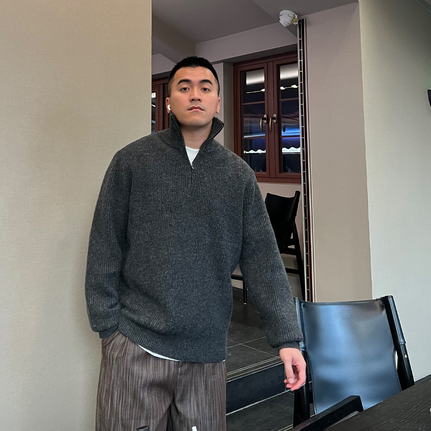 FFMR【软糯半拉链针织衫】2025冬季宽松含羊毛慵懒风毛衣男生线衣