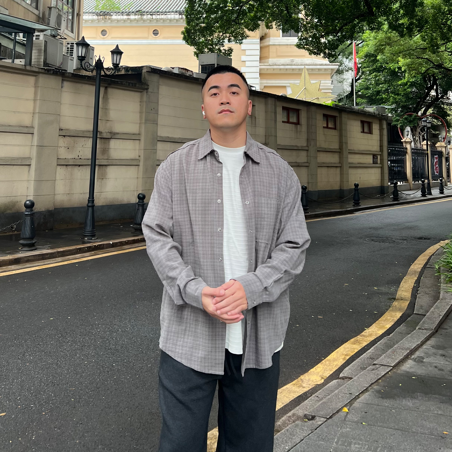 FFMR「复古磨边 磨毛格子」2025秋冬美式衬衫外套宽松长袖衬衣男