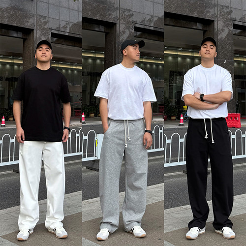 FFMR垂感显高弯刀裤灰色卫裤男款2026夏季宽松大码运动长裤子男士