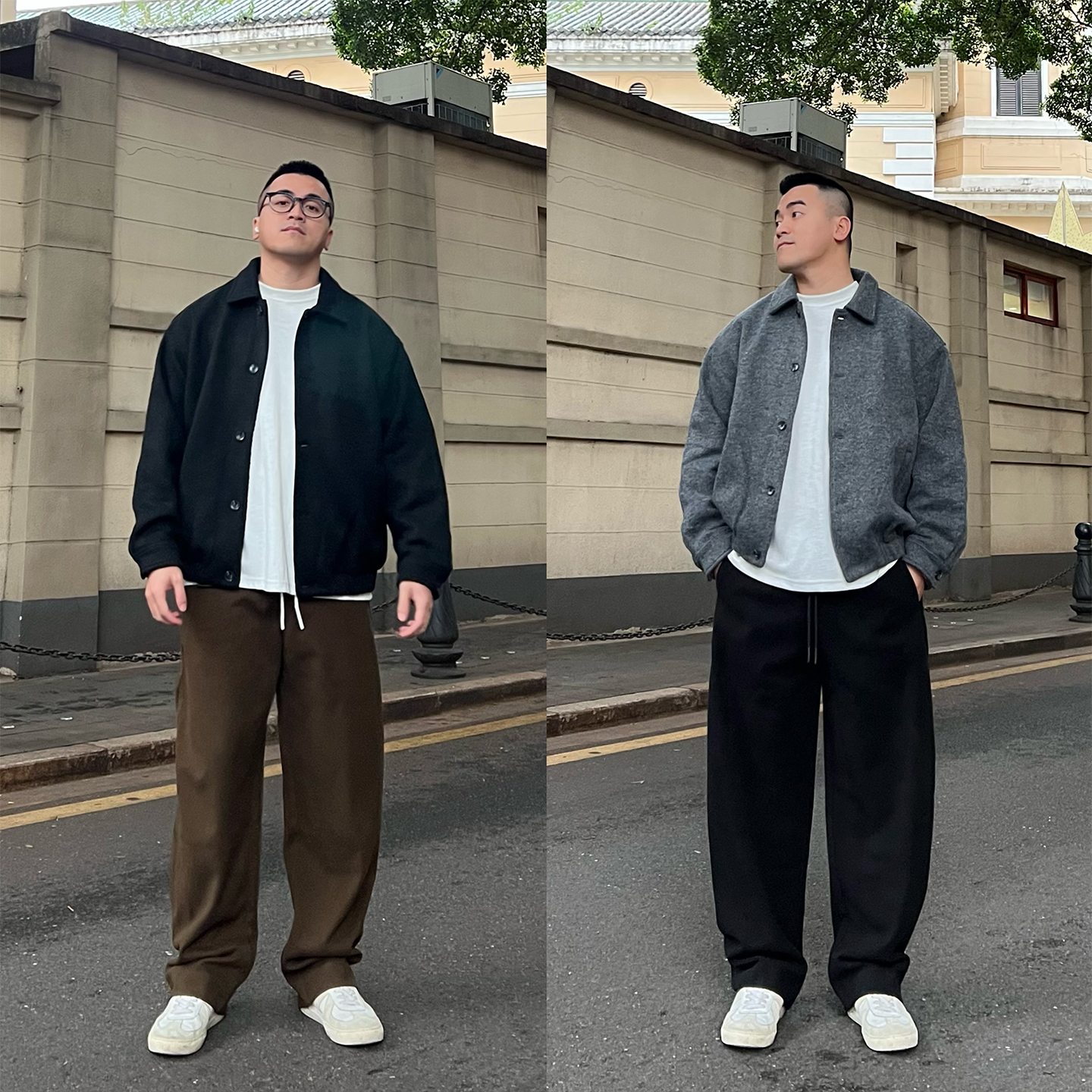 FFMR【微锥显高毛呢裤】2025秋冬重磅加厚垂感西裤宽松黑色长裤男