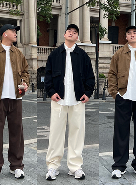 FFMR秋冬重磅加厚垂感休闲裤男士阔腿裤直筒裤子男款长裤大码男裤