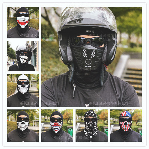现货进口个性骷髅透气防风防尘哈雷头套吸汗防臭印第安骑士面罩
