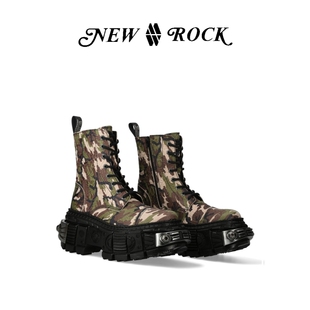 NEW ROCK西班牙手工牛皮秋冬新款男女骑行靴金属朋克厚底马丁靴