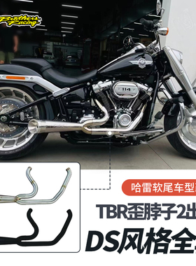 哈雷肥仔突破街霸路威S改装TBR排气管DS风格二合一歪脖子全段黑色