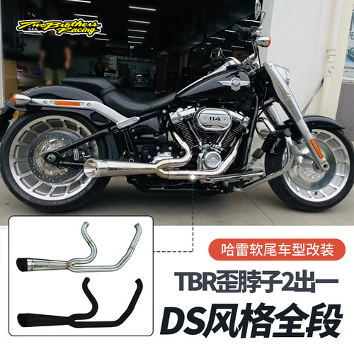 哈雷肥仔突破街霸路威S改装TBR排气管DS风格二合一歪脖子全段黑色 - 封面