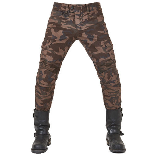 韩国进口uglybros迷彩男士修身哈雷复古摩托车骑行裤牛仔裤长护具