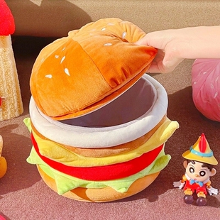 汉堡包收纳凳储物箱盒可爱元素生日礼物房间装饰零食收纳筐小凳子