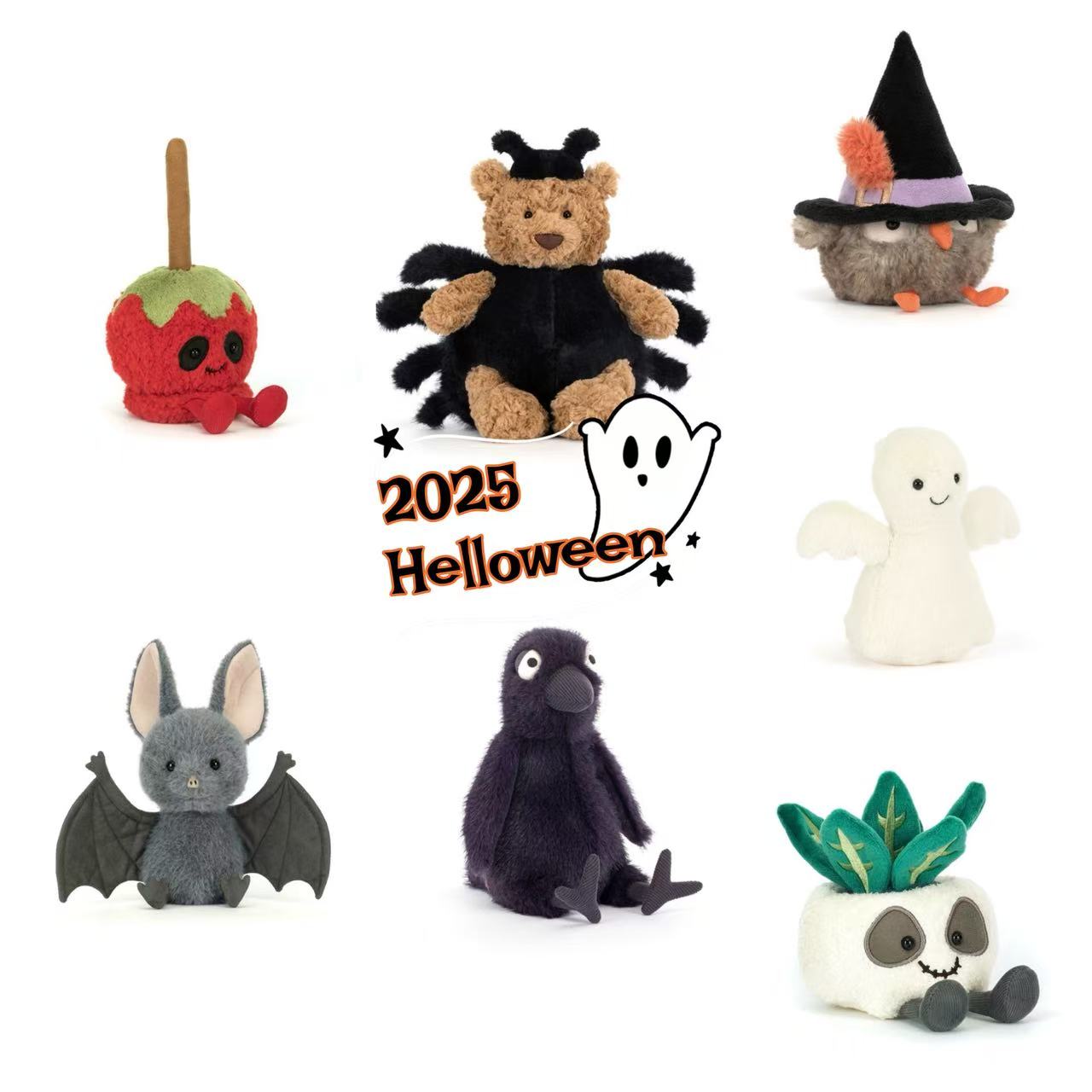 英国jellycat2025万圣节蝙蝠乌鸦猫头鹰巫师猫头鹰幽灵毛绒公仔