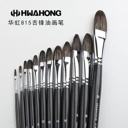 韩国HWAHONG华虹半圆头黑牛耳毛油画笔丙烯画笔水彩笔水粉笔 815