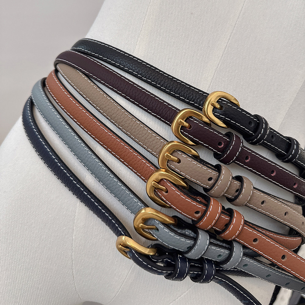 CHIA 春夏小女人气质窄款二层皮多色百搭腰带