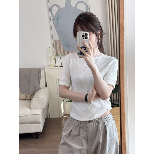 CHIA 春夏新 有调性的t 简洁圆领版型弹力袖口宽边气质款高智穿搭