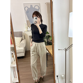 两色 收口卫裤 CHIA春季 小个子松紧腰抽绳休闲秀气款