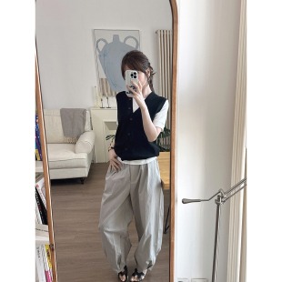 经典 CHIA春季 6羊毛针织衫 大v领多扣慵懒简洁无袖 黑色 可单穿搭配