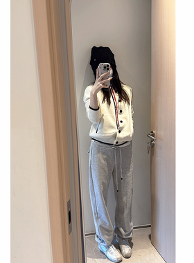 颓废家一裤搭所有发热绒保暖巨百搭宽腰卫裤自留休闲直筒阔腿裤冬