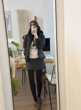 CHIA冬季短裙黄金比例穿出大长腿巨显瘦的层叠感短裙毛呢料气质款