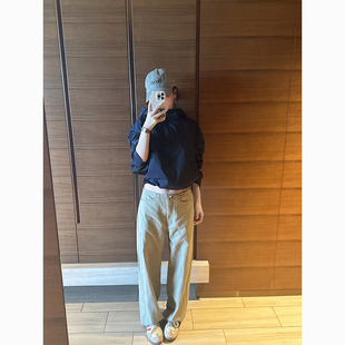 颓废家秋季可穿的宁家同厂三防抗皱软壳料气质藏青色小版防风外套