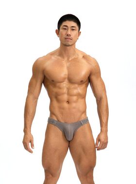 ESBRO男士个性腰带单层薄款U凸囊袋性感低腰弹力运动内裤三角裤