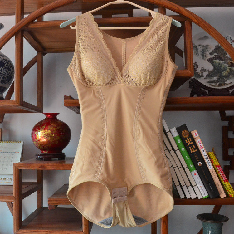 春秋冬季加绒三角连体塑身内衣长款束身衣保暖内衣女