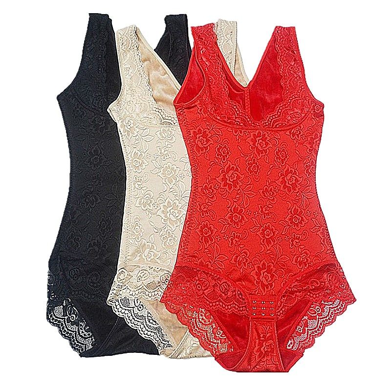 菟丝子加厚加绒加长冬季三角连体塑身衣提花特厚款