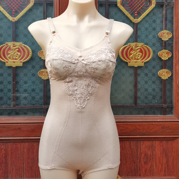 夏季薄款吊带可调节无钢圈带文胸连体塑身内衣女一体式