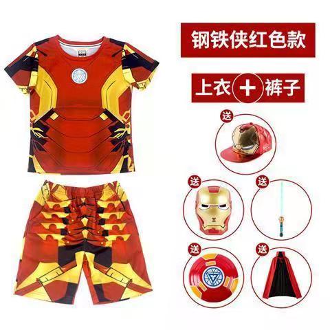 钢铁侠衣服儿童套装短袖长裤美国