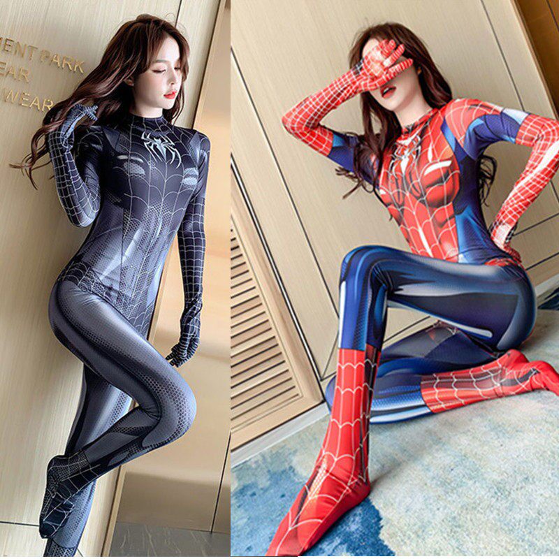 万圣节女蜘蛛侠紧身衣MJ毒液黑色共生体连体衣角色扮演漫展cos服图片