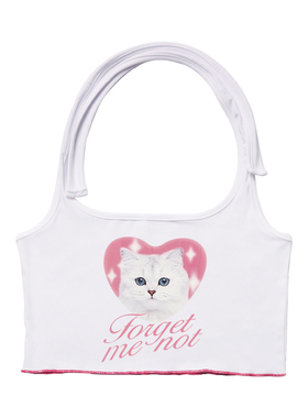 billkong辣妹绑带吊带夏季原创设计猫咪印花辣妹绑带短款女纯棉女