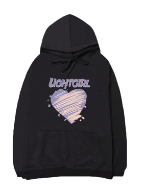 billkong连帽字母宽松休闲卫衣春新款学院风慵懒简约套头情侣上衣