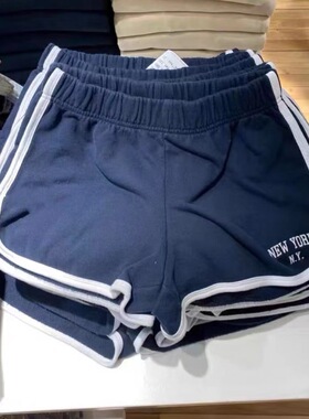 billkong夏季新款美式字母印花bm短裤女松紧腰纯棉休闲运动裤热裤