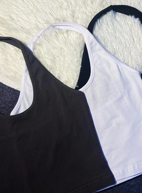 billkong背心外穿2022新款印花抹胸露脐小众挂脖简单休闲ins上衣