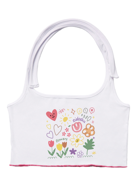 billkong纯棉趣味涂鸦卡通花花印花短袖体恤日系潮学生百搭可爱风