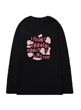 billkong长袖t恤女早春季纯棉宽松内穿外穿设计感字母印花上衣ins