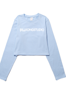 billkong新款时尚流行长袖T恤2021潮牌短款上衣可爱印花简单舒适