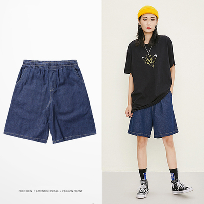 男女松紧新款嘻哈日系牛仔短裤