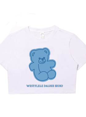 billkong夏季日系潮牌ins新款简单卡通小众短款圆领短袖T恤上衣