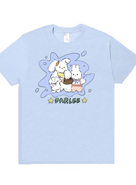 billkong日系可爱兔子印花短袖T恤夏天新款宽松百搭棉上衣