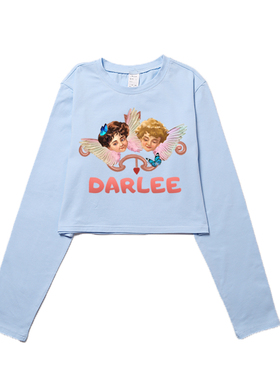 billkong长袖t恤ins潮2022年秋装欧美短款天使露脐早秋上衣服