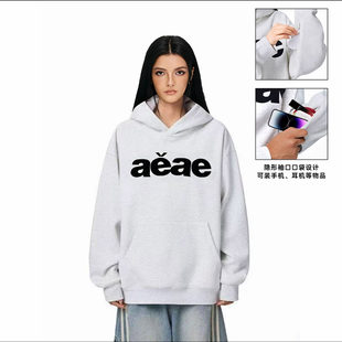 billkong洋气印花连帽隐藏袖口袋拉链拉锁男女同款情侣帽加绒卫衣