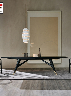 Molteni&C意大利极简北欧轻奢实木6人8人餐桌设计师会议餐厅餐台