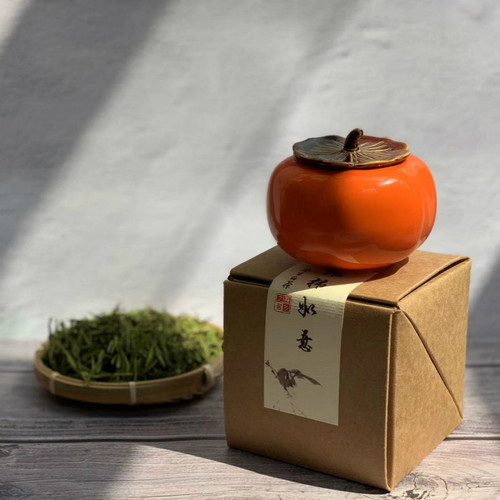 安吉白茶柿柿如意陶瓷茶叶礼盒装